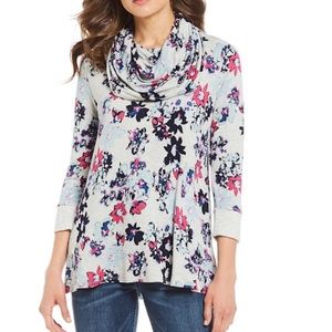 Westbound Women’s Floral Cowel Neck Top with 3/4 Sleves - Size 2X